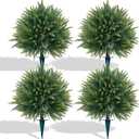 Yangrass 4PCS Artificial Cedar Topiary Ball Tree with Ground Spike,23"(2FT)