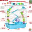 Extra Large 23" Multi-Tiers Easy Setup Hamster Palace Gerbil Habitat Mouse House Mice Home Critters Cage Complete Set of Accessories Expandable Customizable Hide House Food Bowl Running Wheel