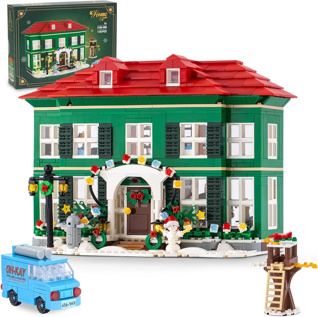 Christmas House Building Set with Light for Adults, NO Compatible with Lego House, 1187PCS Holiday Loness Home Boys House Building Kits, Christmas for Movie Fans Friends Family