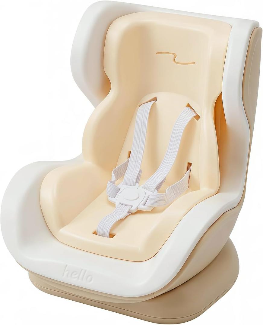 Dolls car seat with Air Vent Clip for Lu bubu, Magnetic Doll Car Seat Holder, Universal 17cm Action Figure Sofa with Elastic Safety Belt for Automotive AC Vents & Desktop Display (1. Milk Tea Color)