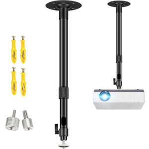 2-Be-Best Upgraded Projector Mount, Extending Projector Ceiling Mount Projectors Wall Mount with Extendable Length 14-24 in / 37-62 cm Adjustable 360 Angle Rotatable Projectors Mounts Black