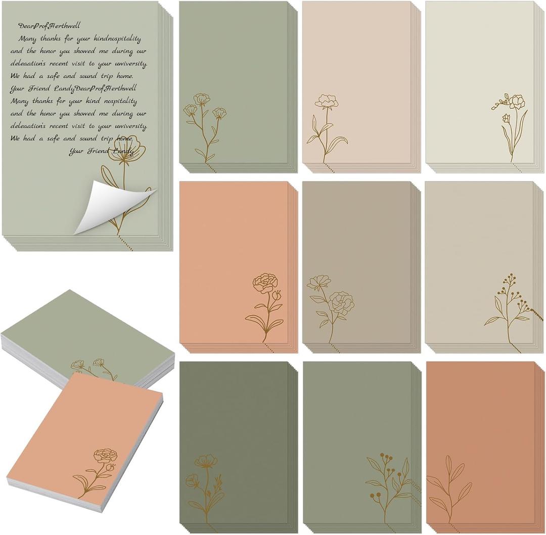 Spiareal 100 Pcs Blank Note Cards 4 x 6 in Blank Decorative Notecards Index Cards Bulk Thank Greeting Notecards for DIY School Office Wedding Baby Shower(Green,4 x 6 in,Floral)