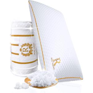 Royal Therapy Queen Memory Foam Pillows - Shredded Memory Foam Pillow for All Sleep Positions - Medium Firm Pillow with Adjustable Loft - Bamboo Rayon Cover - CertiPUR-US & Oeko-TEX Certified