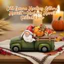 Hodao Thanksgiving Gnome Car Figurine with Pumpkins  Fall Harvest Festival Decor, Autumn Pumpkin Car Statues for Home, Kitchen, Table Centerpiece, Thanksgiving Decoration (Green)