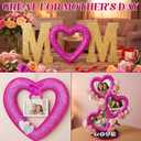 Colingmill 4 Pack 7.9 Inch Mother's Day Heart Foam Wreath 3D Glitter Foam Crafts Kits Heart Wreath for Mother's Day Home Door Wall Decor(Hot Pink)
