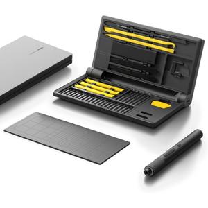 HOTO Precision Screwdriver Set, 110 Upright Workpad, Mini Electric Screwdriver with Charging Dock, 0.05/0.2 Nm Torque, LED Light, 26 Bits and 10 Repair Tools for Electronics, Phones, Laptops