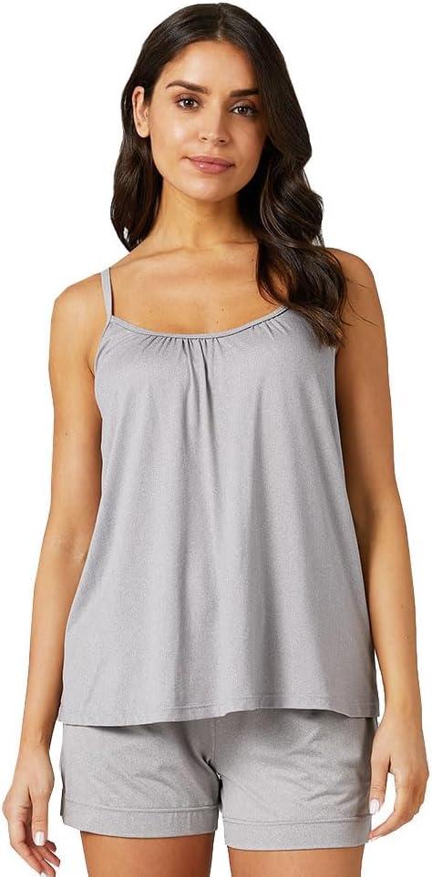 32 DEGREES Cool Womens Flowly Relaxed Lounge Built-in Cups Shelf Bra Tank Cami (Gray, M)