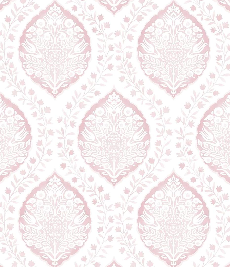CiCiwind Pink Peel and Stick Wallpaper Vintage Contact Paper Floral Removable Self Adhesive Farmhouse Eco-Friendly Wall Paper for Bedroom Bathroom Vinyl Film Roll 78.7"17.3"