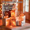 3 x Orange Fairy Lights Battery Operated (Included), 8 Modes & Auto timer, 16FT 50Led Mini Twinkle Silver Wire Firefly Starry lights, Waterproof Battery Operated Lights for Party Bedroom Christmas
