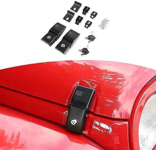 RT-TCZ for Wrangler JK Hood Latches Catch Kit with Key Lock Compatible with 2007-2024 Jeep Wrangler JK JL Gladiator JT Black Exterior Accessories 2pcs (American Flag)