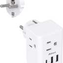 Spain Greece France Travel Power Adapter, Type E/F International Power Adapter with 3 Outlets 3 USB Charging Ports, Travel Essentials US to Europe Iceland Germany