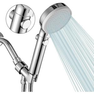 Shower Head with Handheld Shower Head with ON/Off Switch, 3-Modes High Pressure Shower Head with Hose,Chrome Finish