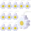 Domensi 12 Pcs 10oz Daisy Flower Cups with Lids and Straws for Birthday, Themed Party, Wedding Baby Shower Party Decorations Supplies