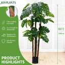 6FT Artificial Monstera,Fake Swiss Cheese Plants Faux Tropical with Bark and Black Pot for Indoor Outdoor Office Living Room Home Decor