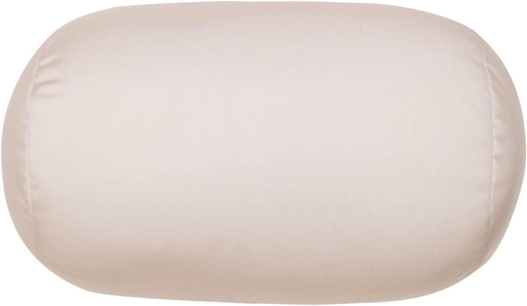 Squish Bean Bed Microbead Pillow Bolster Tube Body Pillow Smooth Cool Touch Fabric Neck & Back Support Throw Travel Pillow Fun Colors (Wheat)
