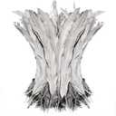 THARAHT 50PCS Rooster Coque Tail Feathers Bulk Natural 12-14Inch 30-35cm for Crafting Wedding Gras Masquerade Party Performances DIY Decoration Rooster Tail Feather,Silver