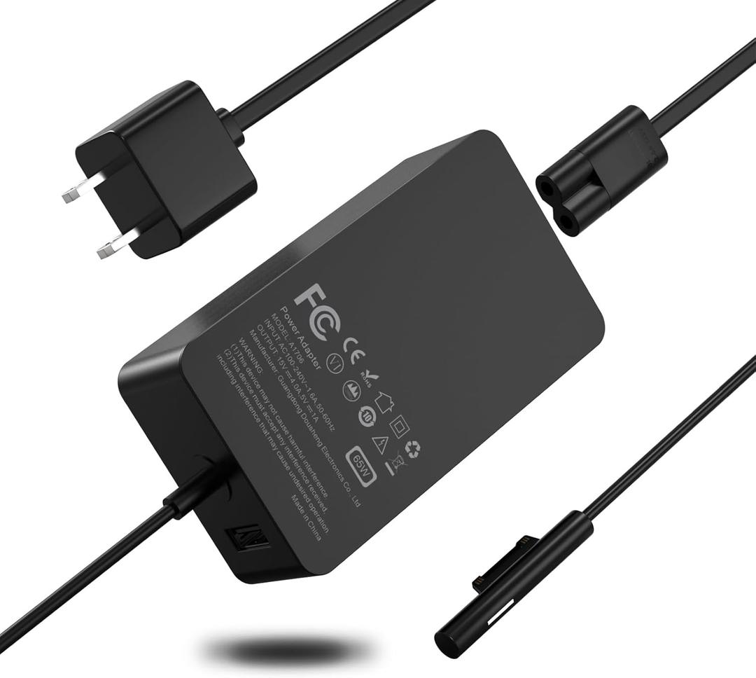 65W Laptop Surface Pro Charger Compatible with Microsoft Surface10,9,8,7+,7,6,5,4,3,X, Windows Surface 6,5,4,3,2,1,Studio,Surface Go 3,2,1,Surface Book 3,2,1, Support 44W 36W Laptop 10FT Power Cord