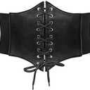 JASGOOD Women’s Elastic Costume Waist Belt Lace-up Tied Waspie Corset Belts for Women, Size M