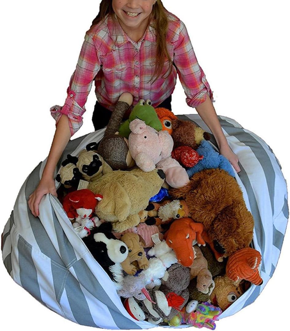 Zerodeko Children Toys Storage Bag with Zipper Extra Large Toy Storage Organizer Lightweight and Portable for Kids' Play Mat and Picnic (Medium, As Shown)