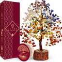 Manifestation Seven Chakra Tree of Life with Card, Unique Birthday Gifts for Women and Mom, Handmade Healing Crystal Tree for Good Luck, Positivity, Money, Reiki Healing, Home and Office Decor