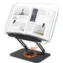 BYMECOST Acrylic Book Stand for Reading, Adjustable Book Holder with 360° Rotating Base & Elastic Page Clips, Foldable Desktop Riser Stand for Cookbook,Laptop,Tablet,Music Scores,Recipe,Textbook,Black