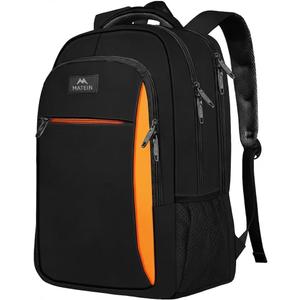 MATEIN Travel Laptop Backpack, Slim Sturdy College Laptops Backpack, Business Anti Theft Water Resistant Computer Bag Gift for Men & Women Fits 15.6 Inch Notebook (Black Orange)