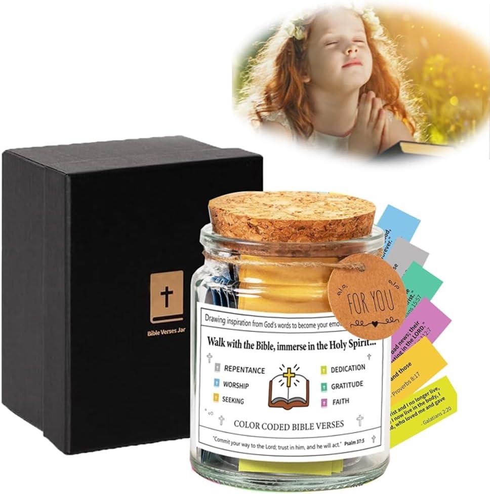 The Hope Jar Bible Verses, Glass Prayer Scriptures Jar the Holy Spirit Read Me When Bible Verses Jar, Color Coded Bible Verses in a Jar for Mothers Day Christian Easter Christmas Gift