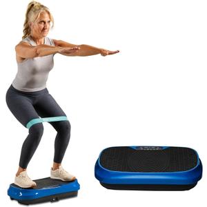 LifePro Waver Mini Vibration Plate Exercise Machine  Portable Full Body Vibration Platform for Home & Travel Workouts, Weight Loss, Toning & Wellness, with 2 Loop Bands & 4 Resistance Bands (Blue)