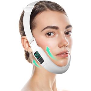 Intelligent Electric Double Chin and V-Shaped Face Machine with 8 Modes & 15 Adjustable Intensities - Women's V-Face Device (White)