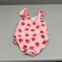 Tiny Cutey Toddler Girl Swimsuit Ruffled Stripe Sleeveless Swimwear One-Piece Baby Girl Bathing Suits, Size 4-5 T
