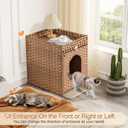 Snughome Cat Litter Box Enclosure Furniture Hidden with Litter Mat, Hidden Washroom Furniture with Door, Handwoven Rattan Cat Washroom Box, Indoor Pet House for Living Room, Bedroom(Natural)