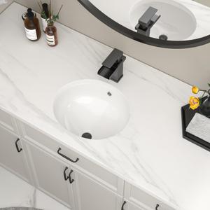 Lofeyo Undermount Oval Bathroom Sink 17''x13'' White Porcelain Ceramic Under Counter Sink for Bathroom Vanity, Small Bathroom Remodel and Replacement