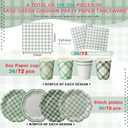 Yungyan 216 Pcs 72 Guests Sage Green Gingham Party Supplies 6 Inch Plaid Paper Plates and 9 oz Cups and Napkins Tableware Set for Birthday Bridal Shower BBQ Picnic Party Supplies Decoration
