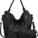 Tote Bag for Women PU Leather Shoulder Bags Fashion Hobo Bags Large Purse and Handbags with Adjustable Shoulder Strap (Black)