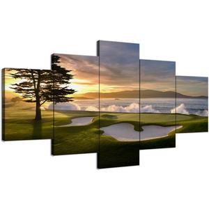 Pebble Beach Golf Course Wall Art for Living Room Bedroom Bathroom Office Wall Decorations Golf Course Pictures Canvas Prints Modern Framed Artwork Ready to Hang(60''W x 40''H)