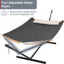 Double Hammock with Stand, Quick Dry Hammock with 12FT Stand for Outside, Poolside, 450 Lbs Capacity, Dark Grey
