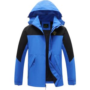 GIISAM Rain Jacket for Men, Mens Waterproof Raincoat Lightweight Rain Jackets Outdoor Rain Coat Windbreaker with Hood Blue XXL