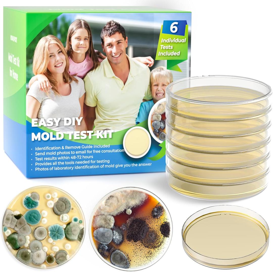 Mold Test Kit for Home - 6 PCS DIY Mold Detector with Detailed Identification Guide, Perfect for Air Quality Tester & Black Mold Testing Kit in HVAC Systems & Home Surfaces