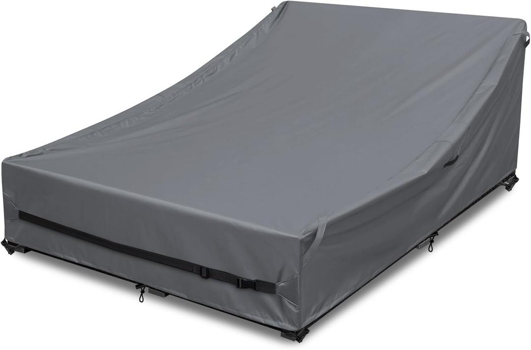 Outdoor Rattan Daybed Cover Heavy Duty 600D Weather-Resistant Waterproof Patio Furniture Sofa Cover 63"L x 54"W x 28"H UV Resistant Anti-Fade Material,Patio Rattan Daybed Sofas Protection Covers,Grey