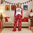 Matching Christmas Pajamas for Family Sets Holiday Jammies Sleepwear Christmas Pjs for Women Men Couples (White, XL)