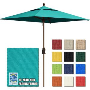 EliteShade USA 10-Year-Non-Fading 6x6Ft Square Market Umbrella Patio Outdoor Table Umbrella with Ventilation, Teal