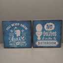 Teal Bathroom Rules Wall Decor Rustic Relax Soak Unwind Wall Art for Bathroom Funny Toilet Signs Pictures Canvas Prints Artwork Master Guest Washroom Restroom Laundry Room Home Decorations 12x12 4P