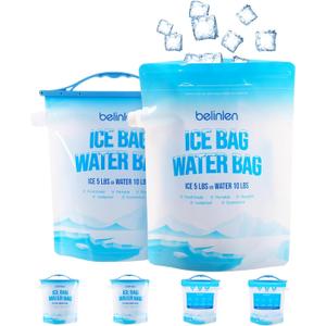 6 Pack Reusable Ice Bags & Ice Packs for Cooler, Long Lasting Freezer Packs  Ice Cube Bags with Sealed Sliding Handle or 11x14 Inch Ice Packs for Lunch Box Camping Fishing