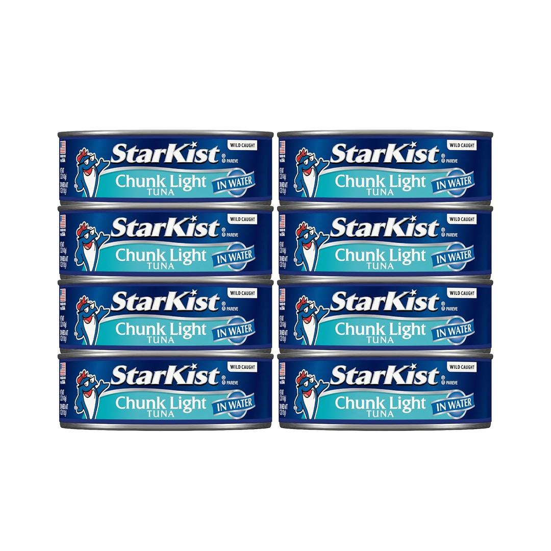 StarKist Chunk Light Tuna in Water, 5 oz (8 Pack) Canned Tuna Fish, Wild Caught, Gluten Free, Ready to Eat, Perfect for Salads, Keto Meals and Snacks, with 20g Protein & 90 Calories Per Serving, BB Dec 26 2026