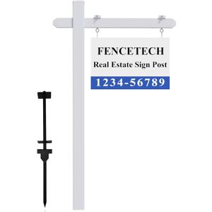 5.3ft Vinyl PVC Real Estate Sign Post, Realtor Yard Sign Post, 36" Arm Holds Up to 24" Sign - White (No Sign)