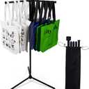 Shopping Bag Rack, Tote Bag Holder Stand for Vendors, Metal Stand for Retail Store, Craft Fairs, Boutique, Trade Show
