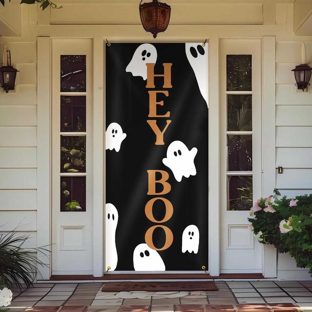 Halloween Ghost Door Cover - Decorations, Front Door Porch & Indoor/Outdoor Party Decor, 35 * 79 Inch