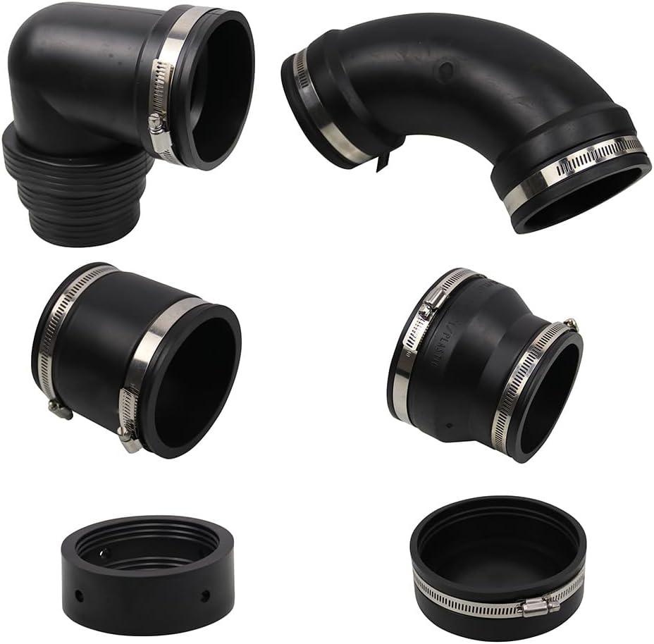 RV and Camper Sewer Waste Plumbing Connection System Kit Black with Adapters Compatible with 3" PVC Pipe RV Sewer Hose Fittings RV Sewer Adapter