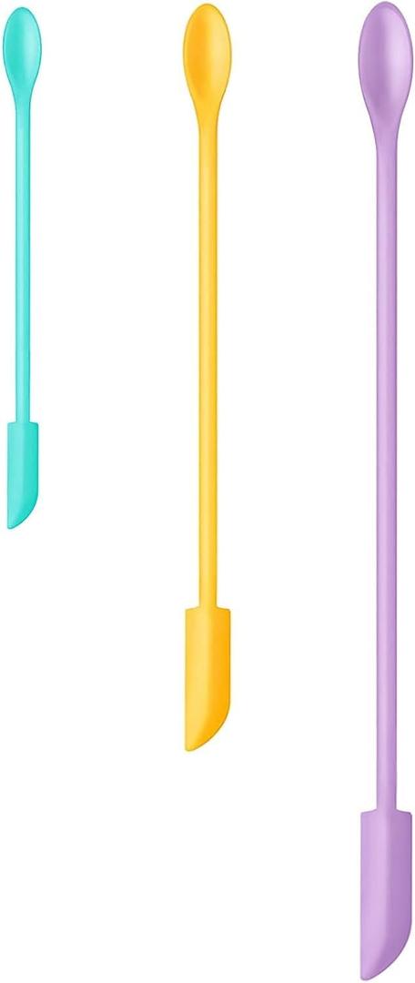 Silicone Spatula Set (3Pcs) - Mini Scraper Tool for Beauty & Food - Reach Every Last Drop, Multi-Size Spatulas for Makeup Jars, Lotion Bottles & Kitchen Containers