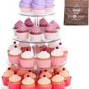 Jusalpha Large 4 Tier Cupcake Stand,Acrylic Round Cake Stand Dessert Tower Tea Party Serving Platter, Cupcake Tree Wedding Party Dcor, Stand with Rod Feet (4RF)